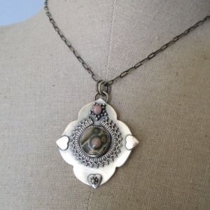 Moroccan Ocean Jasper & Pink Opal w/Heart PENDANT